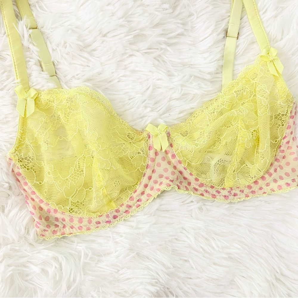 Mimi Holliday Yellow Lace Polka Dot Bra - Picture 2 of 6